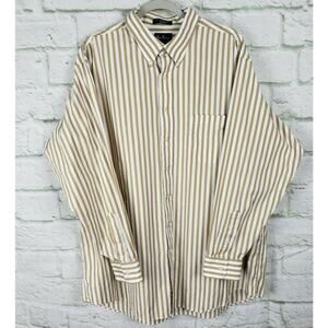 Paul Fredrick Shirt Pinpoint 80S Two-Ply Cotton Button Down Brown White 18/36